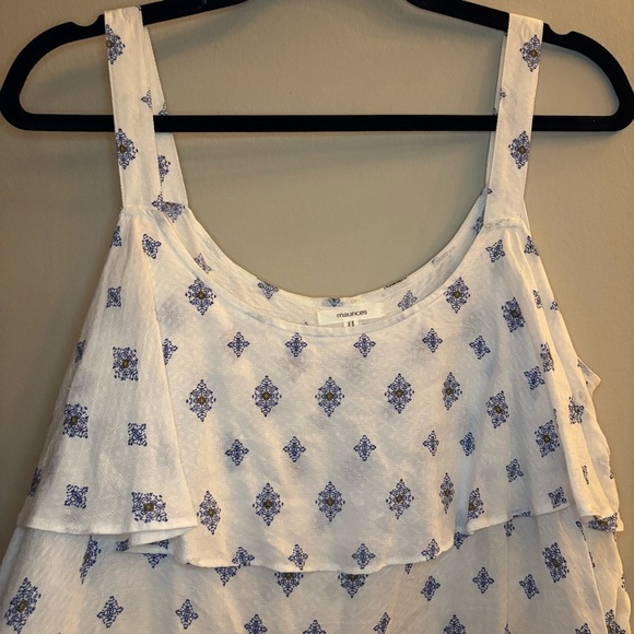 NWOT Marurices Women's White and Blue Patterned Blouse Size XL - Picture 4 of 8